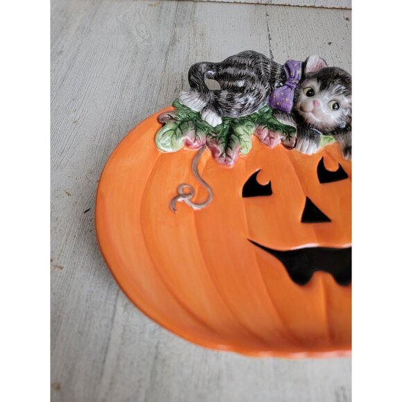 Fitz Floyd cat‎ pumpkin plate Halloween home decor classic - Picture 2 of 5